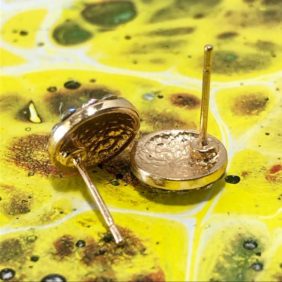 🔥Gold Round Circle Small Stud Rhinestone Earrings - Picture 2 of 8